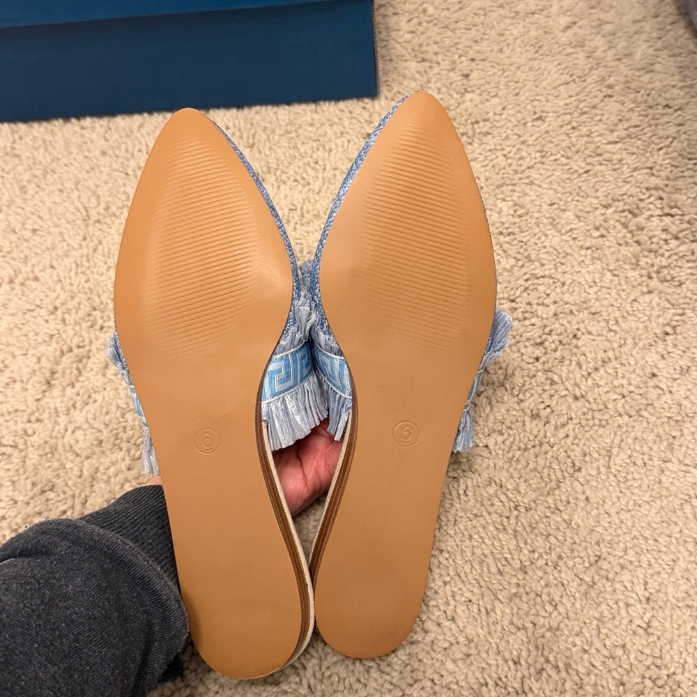 Michelle McDowell Blue Fringe Mules - Picture 5 of 7